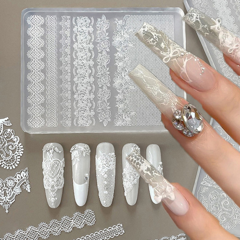 Resin Art For Rose - 1pc Lace 3D Silicone Nail Molds