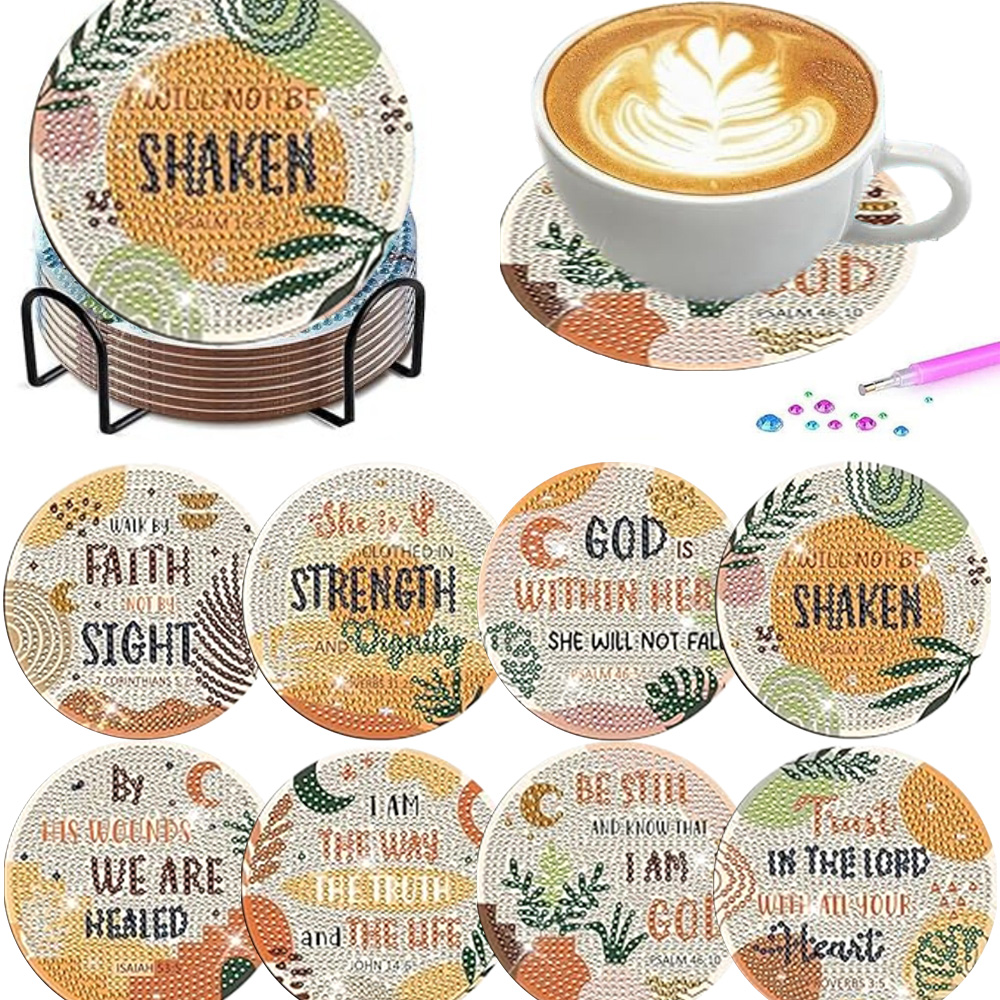 Resin Art Design - 8 Pieces/Set Diamond Painting Coasters Small