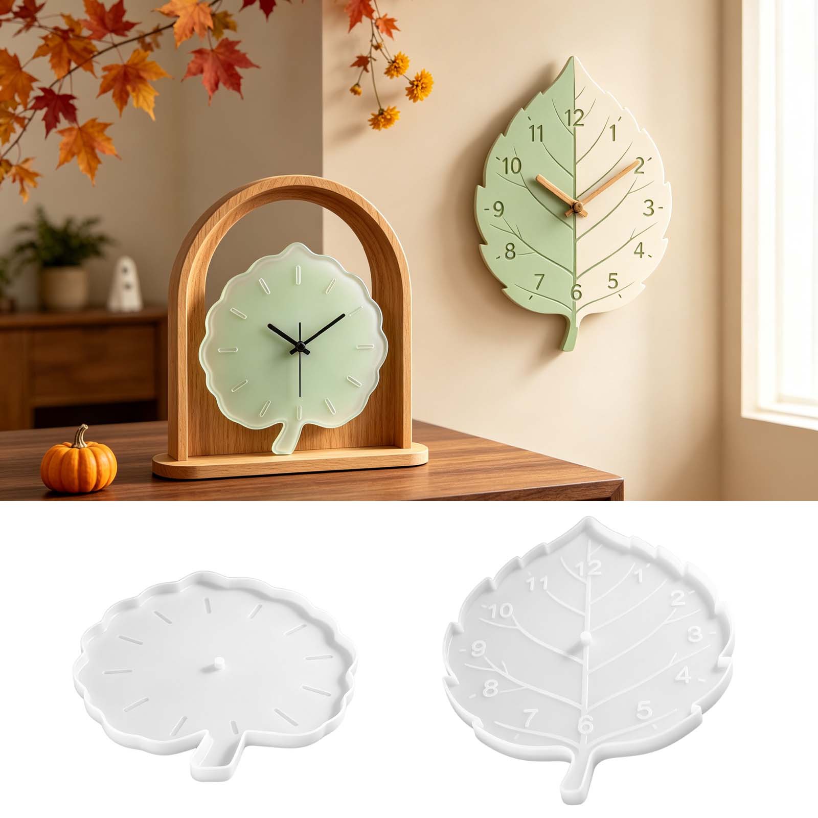 Resin Art Clock - Clock Silicone Molds Leaf Vein Texture