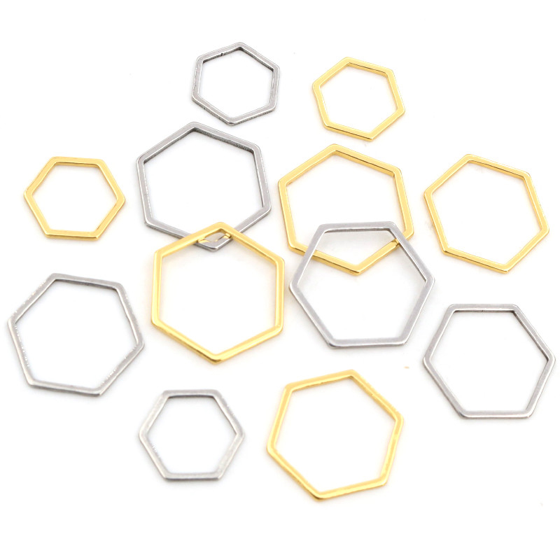 Bezels Pendant Resin - 20pcs 3 Size Polygon Charm Gold