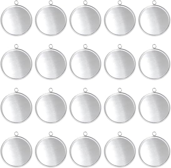 20 Pieces Stainless Steel Roun - Bezels Pendant Resin review and price