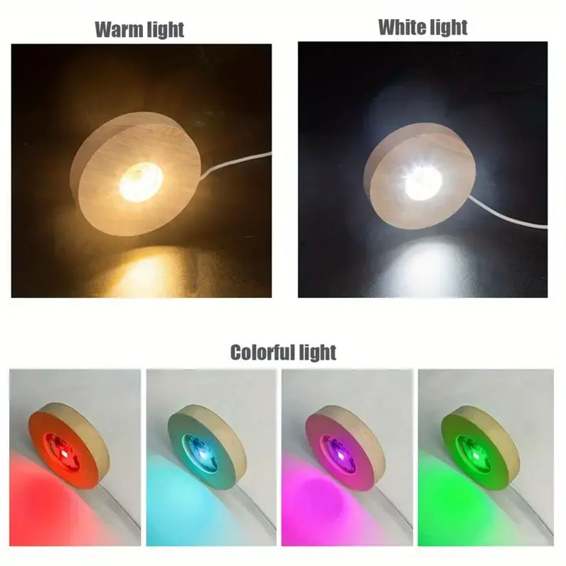 Wood Round LED Night Light Bas - Resin Art Stand review and price
