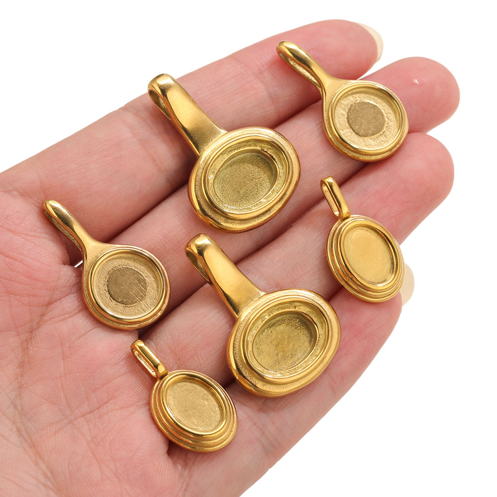 5pcs Stainless Steel Round Ova - Bezels Pendant Resin review and price