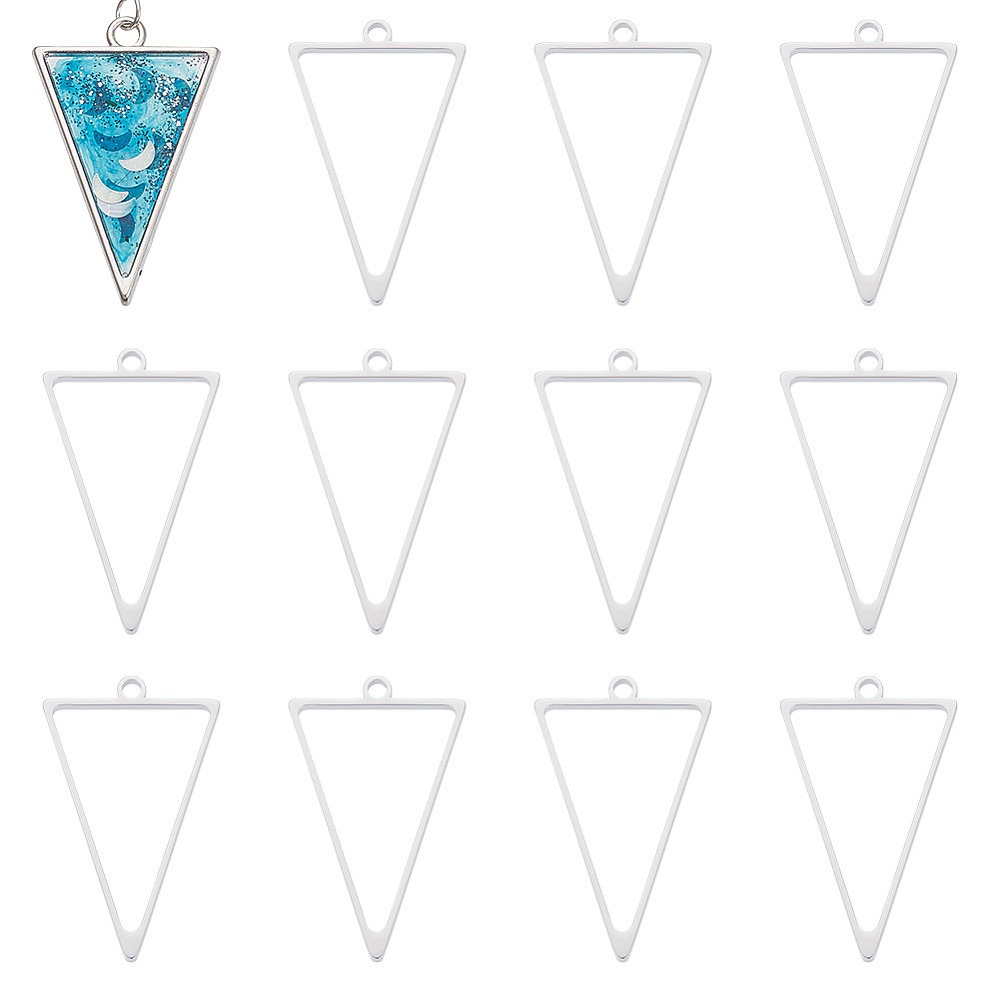 16Pcs Stainless Steel Triangle - Bezels Pendant Resin review and price