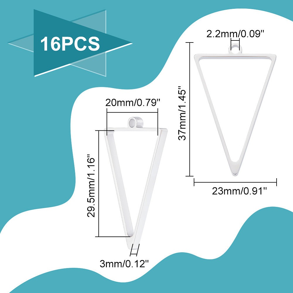 16Pcs Stainless Steel Triangle - Bezels Pendant Resin review and price