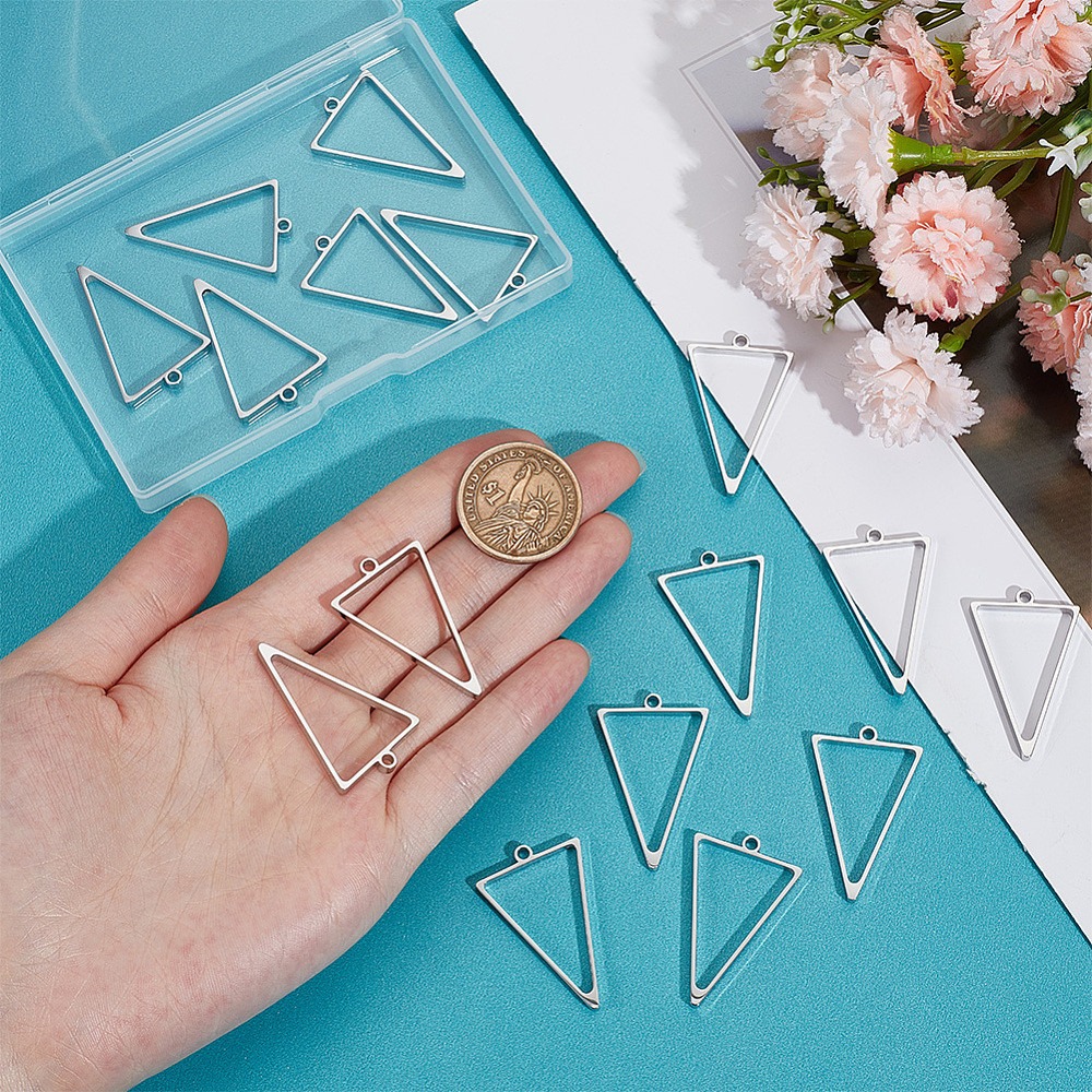 16Pcs Stainless Steel Triangle - Bezels Pendant Resin review and price
