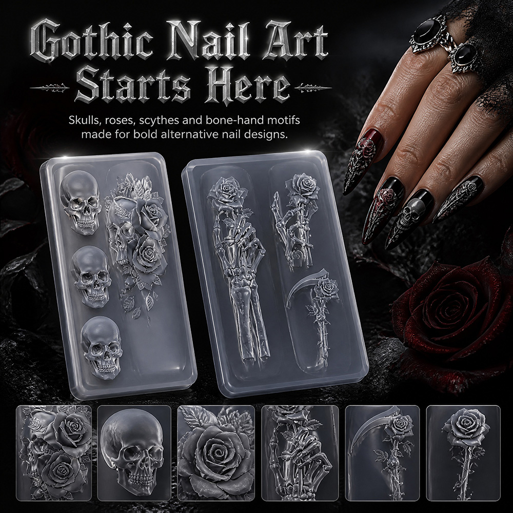 2Pcs Set Dark Rose Skull Silic - Resin Art For Rose review and price