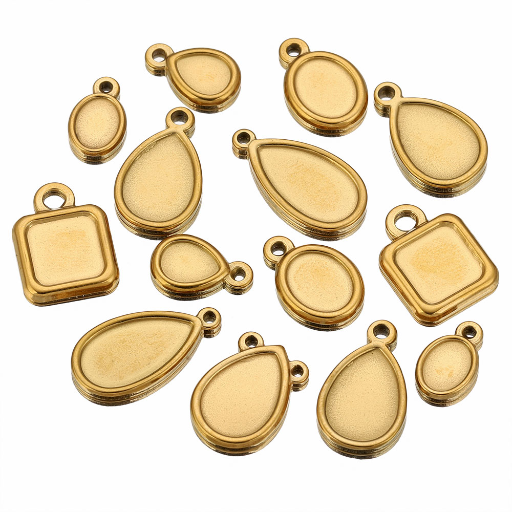 5pcs Stainless Steel Square Dr - Bezels Pendant Resin review and price