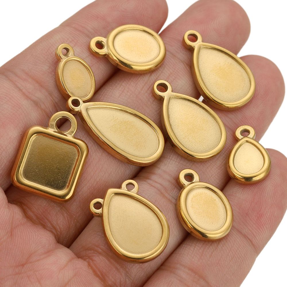 5pcs Stainless Steel Square Dr - Bezels Pendant Resin review and price