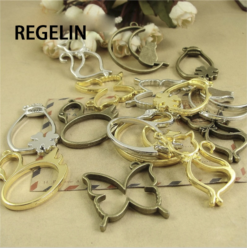 5 pcs Cat moon shape Metal Fra - Bezels Pendant Resin review and price