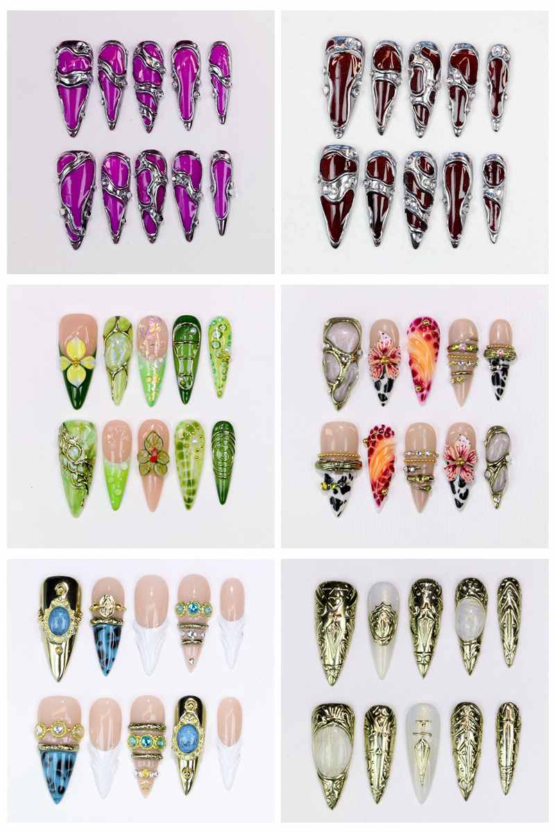 10Pcs Long Stiletto Press-On N - Resin Art Design review and price